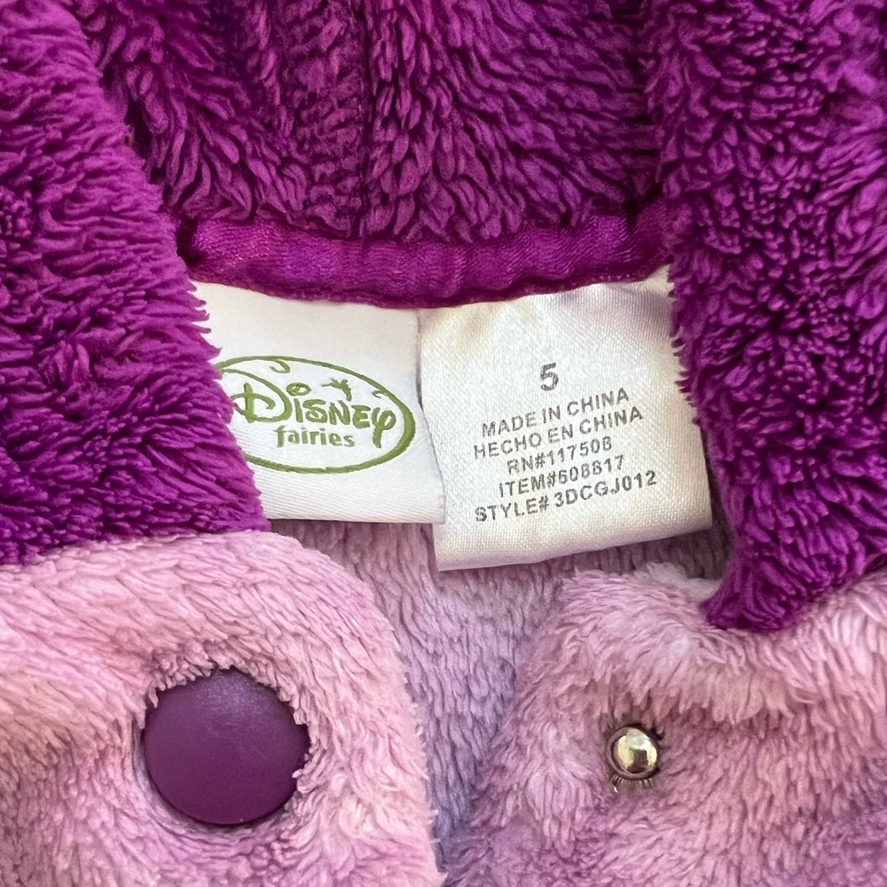 šTinker Bell by Disney fairies size 5 super soft purple coat with pockets! - Picture 7 of 9